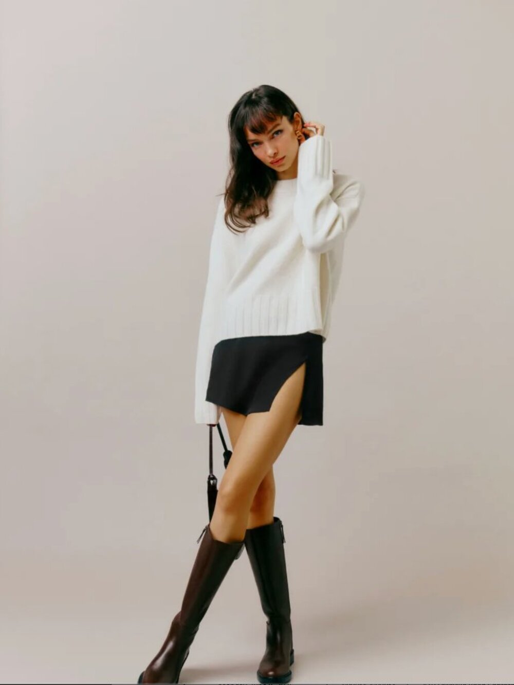 Reformation Margot Mini Skirt with Slit Mod Black Size 4